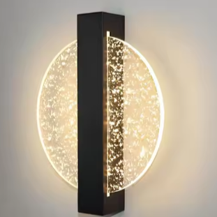 Moderne LED Wandlamp – Rond Zwart Design met Zilverfolie, 3500K Warm Licht