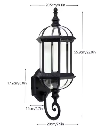 Antieke Retro Wandlamp – Vintage Metaal & Glas, E27 Buitenlamp