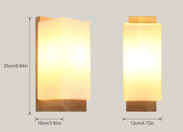 Moderne Houten Wandlamp – Minimalistisch Design met Glazen Kap, E27