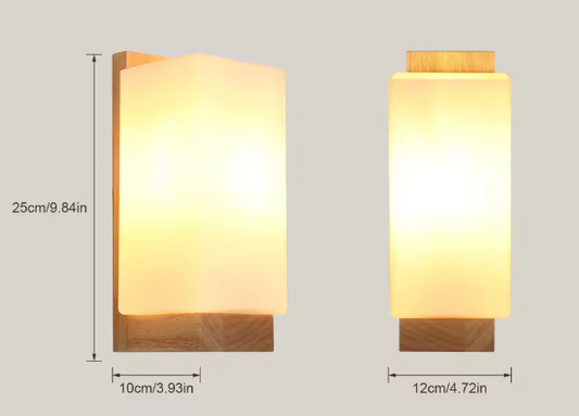 Moderne Houten Wandlamp – Minimalistisch Design met Glazen Kap, E27