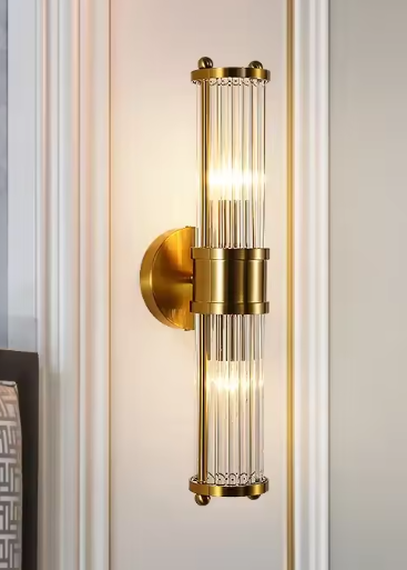 Luxe Kristallen Wandlamp – Modern Design met Gouden Afwerking, E14