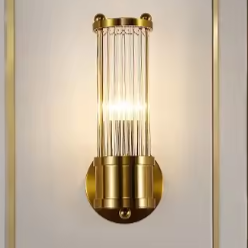 Luxe Kristallen Wandlamp – Modern Design met Gouden Afwerking, E14