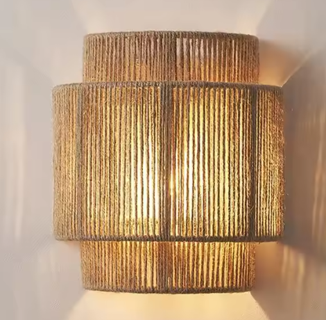 Henneptouw Wandlamp – Creatieve E27 Sfeerverlichting voor Slaapkamer & Gang