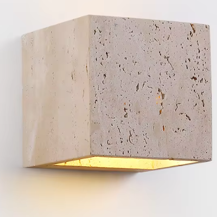 Vierkante Natuursteen Wandlamp – Waterdichte Buiten & Binnen Sfeerverlichting