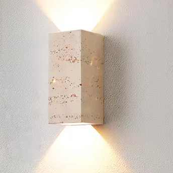 Vierkante Natuursteen Wandlamp – Waterdichte Buiten & Binnen Sfeerverlichting