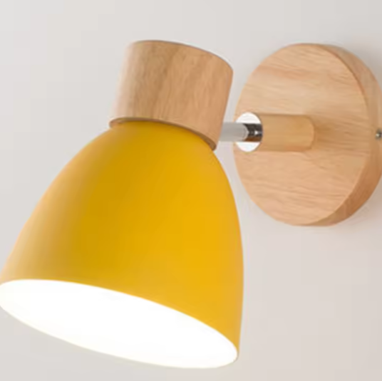 Houten Scandinavische Wandlamp – Moderne E27 Binnenverlichting met Schakelaar