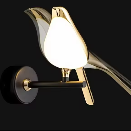 Gouden Vogel Wandlamp – Creatieve LED Sfeerverlichting voor Woon- & Slaapkamer