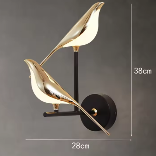 Gouden Vogel Wandlamp – Creatieve LED Sfeerverlichting voor Woon- & Slaapkamer