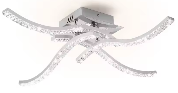 Moderne LED Plafondlamp – 32W, 4-lichts Golvend Design, Chroom