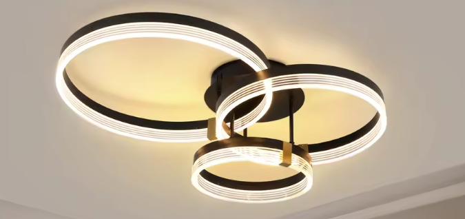 Moderne LED Plafondlamp – 3-Ring Design, 42W Dimbaar met Afstandsbediening