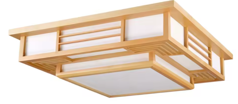 Vierkante Plafondlamp – Japanse Stijl met LED & Afstandsbediening, Verstelbaar Driekleurig Licht