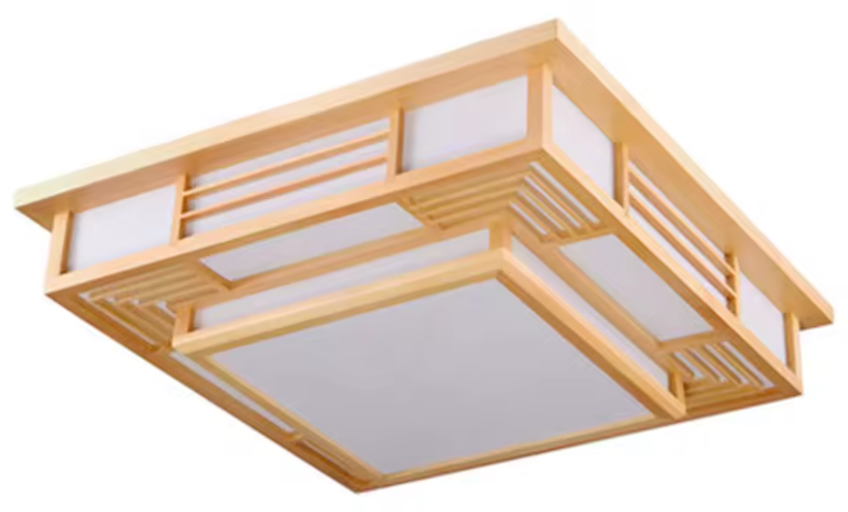 Vierkante Plafondlamp – Japanse Stijl met LED & Afstandsbediening, Verstelbaar Driekleurig Licht