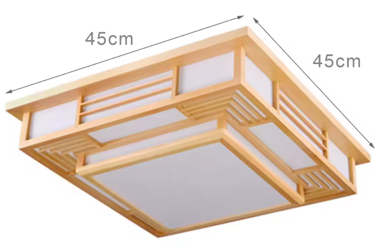 Vierkante Plafondlamp – Japanse Stijl met LED & Afstandsbediening, Verstelbaar Driekleurig Licht