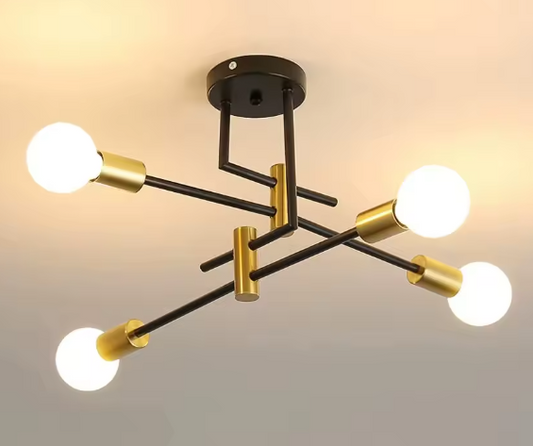 Industriële Kroonluchter – Vintage Plafondlamp Sputnik Ø70 cm, 4-Lichts