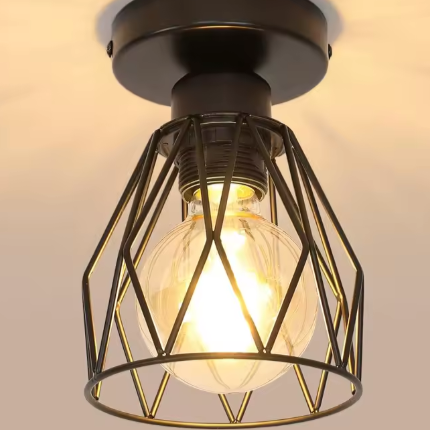Industriële Plafondlamp – Zwart Vintage Design met E27 Fitting