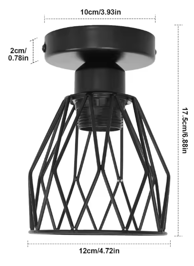 Industriële Plafondlamp – Zwart Vintage Design met E27 Fitting