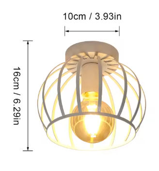 Vintage Plafondlamp – Metalen Semi-Inbouwlamp met Kooi Ontwerp
