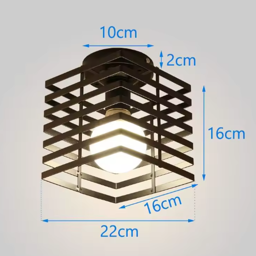 Vintage Industriële Plafondlamp – Metalen Kubus Kooi Ontwerp