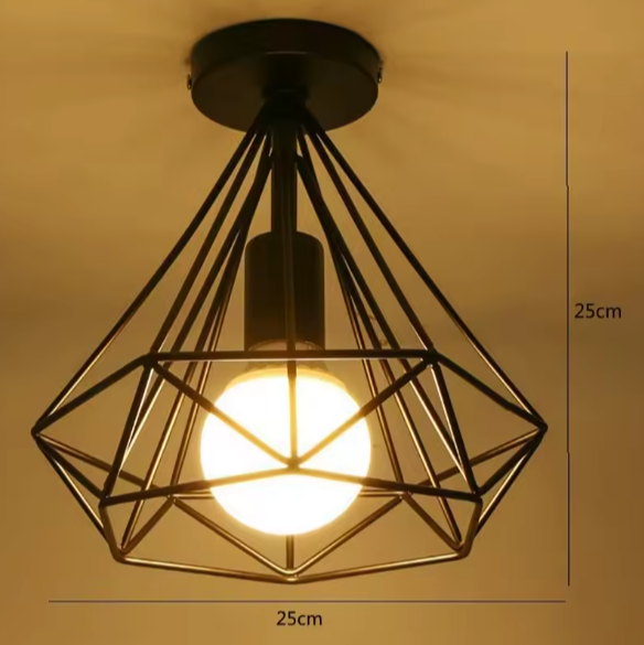 Industriële Vintage Plafondlamp – Metalen Semi-Inbouwlamp E27