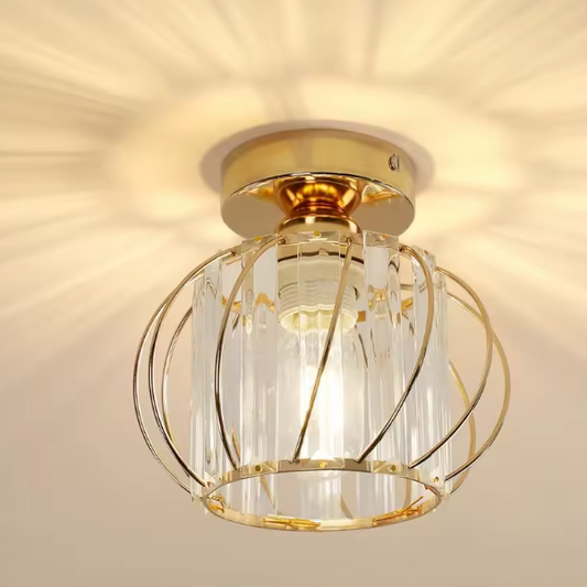 Moderne Kristallen Plafondlamp – Gouden Semi-Inbouwlamp E27