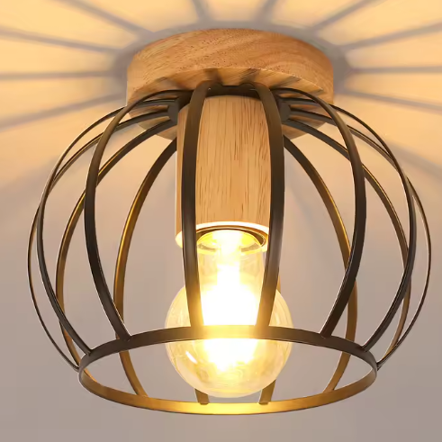 Gouden Plafondlamp – Semi-Inbouw Mand Kooi Ontwerp E27
