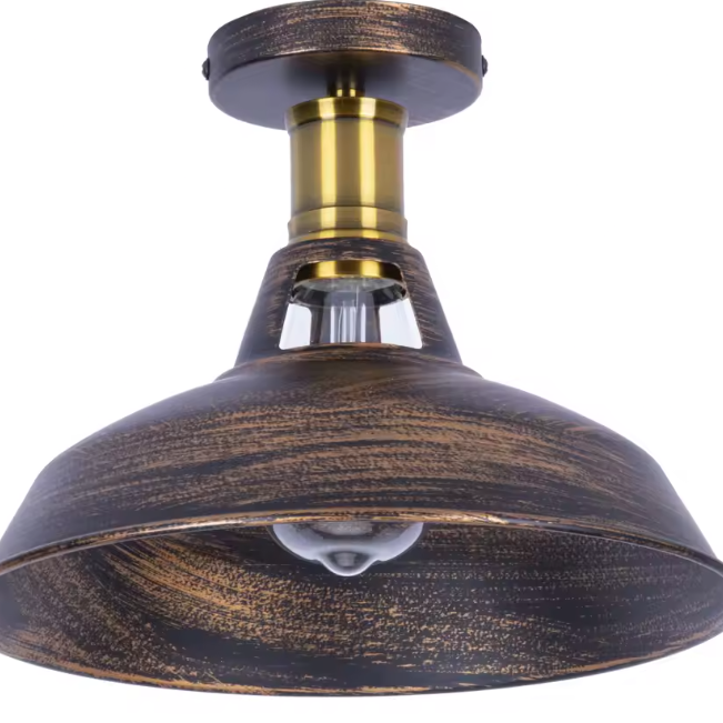 Retro Industriële Plafondlamp – Metalen Kap E27 Armatuur