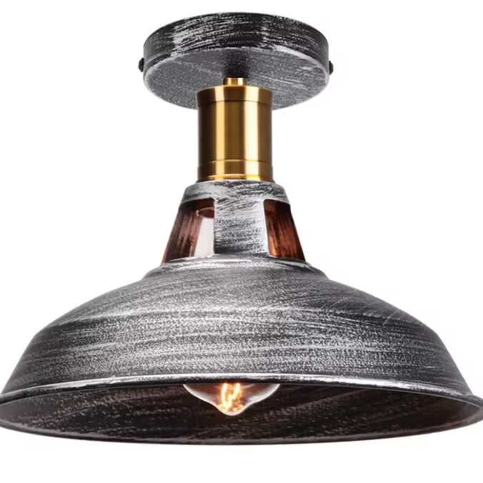 Retro Industriële Plafondlamp – Metalen Kap E27 Armatuur