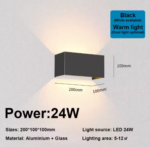 Nordic LED Wandlamp 12W/24W – Waterdichte IP65 Binnen & Buitenverlichting