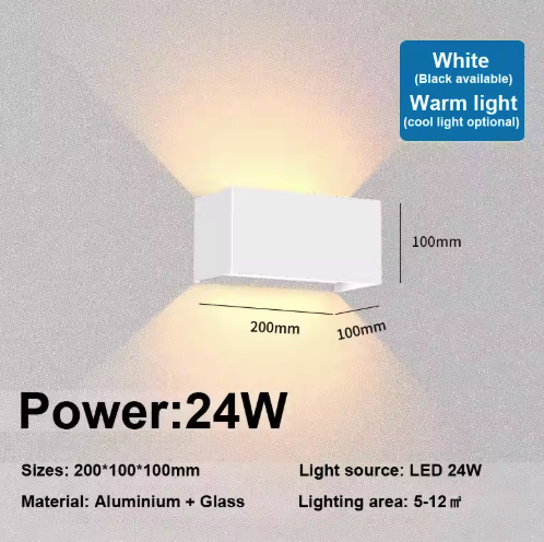 Nordic LED Wandlamp 12W/24W – Waterdichte IP65 Binnen & Buitenverlichting