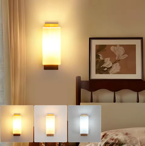 Moderne Houten LED Wandlamp – Dimbaar 12W met E27, Warm & Sfeervol