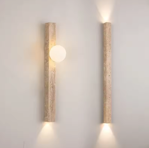 Wabi-Sabi Wandlamp van Gele Grotsteen – Retro & Creatief Ontwerp voor Gang, Trap en Slaapkamer