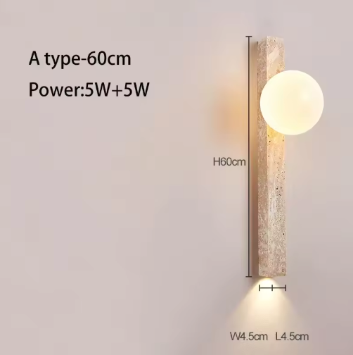 Wabi-Sabi Wandlamp van Gele Grotsteen – Retro & Creatief Ontwerp voor Gang, Trap en Slaapkamer