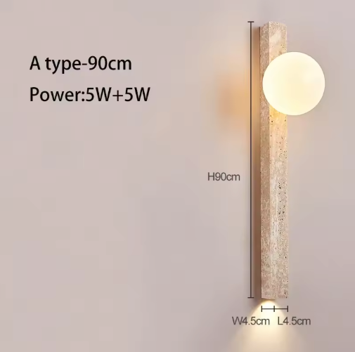 Wabi-Sabi Wandlamp van Gele Grotsteen – Retro & Creatief Ontwerp voor Gang, Trap en Slaapkamer