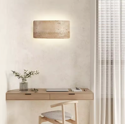 Natuursteen LED Wandlamp – Minimalistische Sfeerverlichting voor Slaapkamer, Keuken & Gang