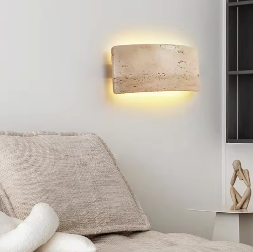Natuursteen LED Wandlamp – Minimalistische Sfeerverlichting voor Slaapkamer, Keuken & Gang