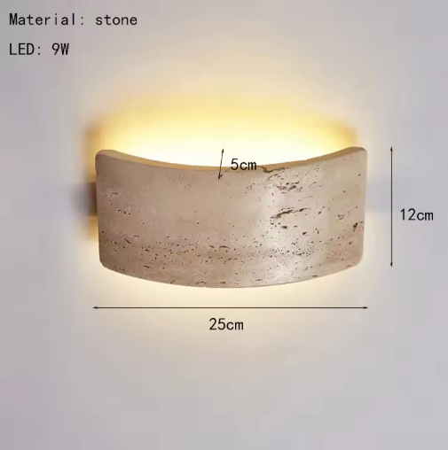 Natuursteen LED Wandlamp – Minimalistische Sfeerverlichting voor Slaapkamer, Keuken & Gang