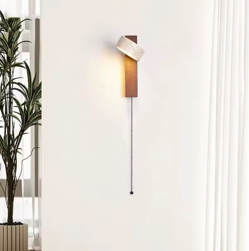 Crèmekleurige Wandlamp – Nachtkastje LED Lamp met Trekschakelaar & Draaibaar Design
