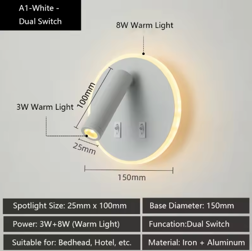 Moderne LED-Wandlamp met USB & Verstelbare Leeslampen – Sfeervol en Functioneel