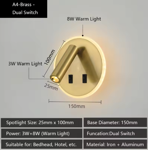 Moderne LED-Wandlamp met USB & Verstelbare Leeslampen – Sfeervol en Functioneel