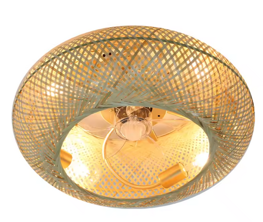 Bamboe LED Plafondventilator – 50 cm Intrekbare Bladen & Afstandsbediening, Stil Design