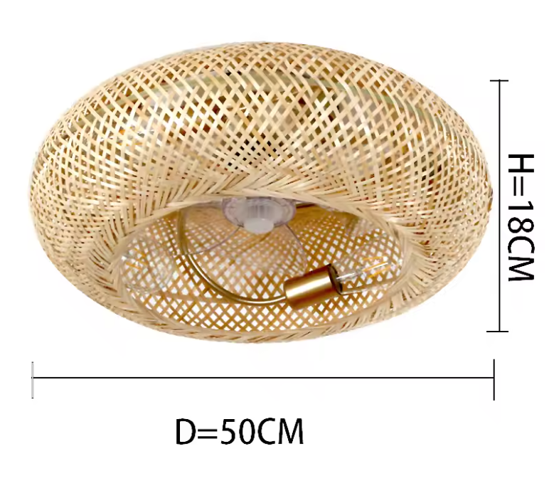 Bamboe LED Plafondventilator – 50 cm Intrekbare Bladen & Afstandsbediening, Stil Design