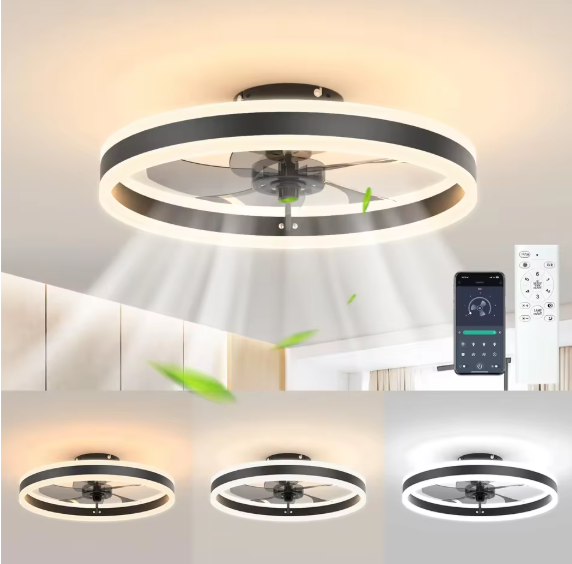 Moderne LED Plafondventilator – Stille Dimbare Verlichting & Afstandsbediening