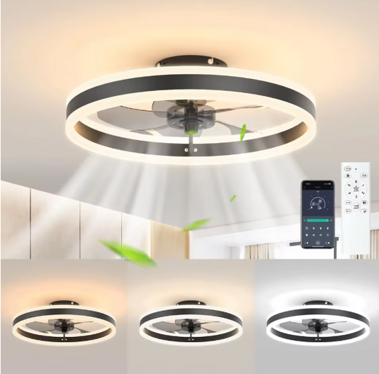 Moderne LED Plafondventilator – Stille Dimbare Verlichting & Afstandsbediening