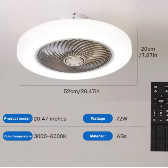 Slimme Plafondventilator met LED-Verlichting – Onzichtbare Bladen & Afstandsbediening, Stil en Modern