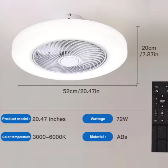 Slimme Plafondventilator met LED-Verlichting – Onzichtbare Bladen & Afstandsbediening, Stil en Modern
