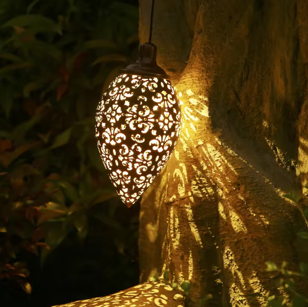 Solar Olijfvorm Hanglantaarn – LED Tuinlamp, Waterdicht & Decoratief