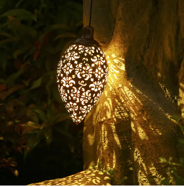 Solar Olijfvorm Hanglantaarn – LED Tuinlamp, Waterdicht & Decoratief