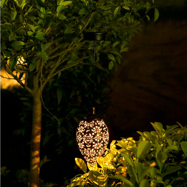 Solar Olijfvorm Hanglantaarn – LED Tuinlamp, Waterdicht & Decoratief