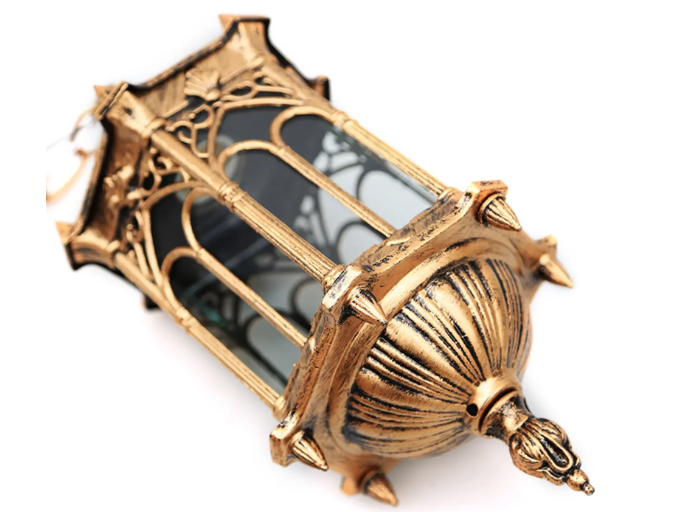 Waterdichte Retro Hanglamp – Bronskleurig Aluminium & Glazen Kap, Voor Binnen en Buiten