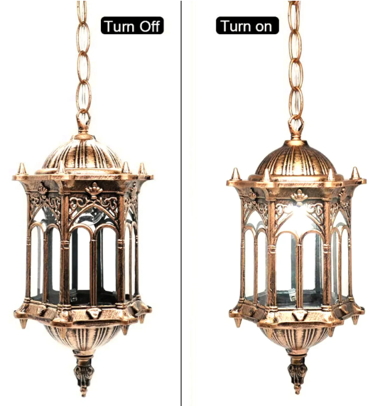 Waterdichte Retro Hanglamp – Bronskleurig Aluminium & Glazen Kap, Voor Binnen en Buiten